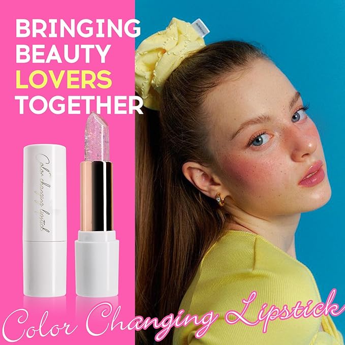 Purple Shimmer Lipstick,Ph Mood Magic Color Changing Lip Balm Plumping Glimmer Glow Lipstick Hydrating Lip Glow Oil Lasting Tinted Lip Balm Moisturizing Lips Care Temperature Jelly Lipstick(5#)-VivaGrace Women