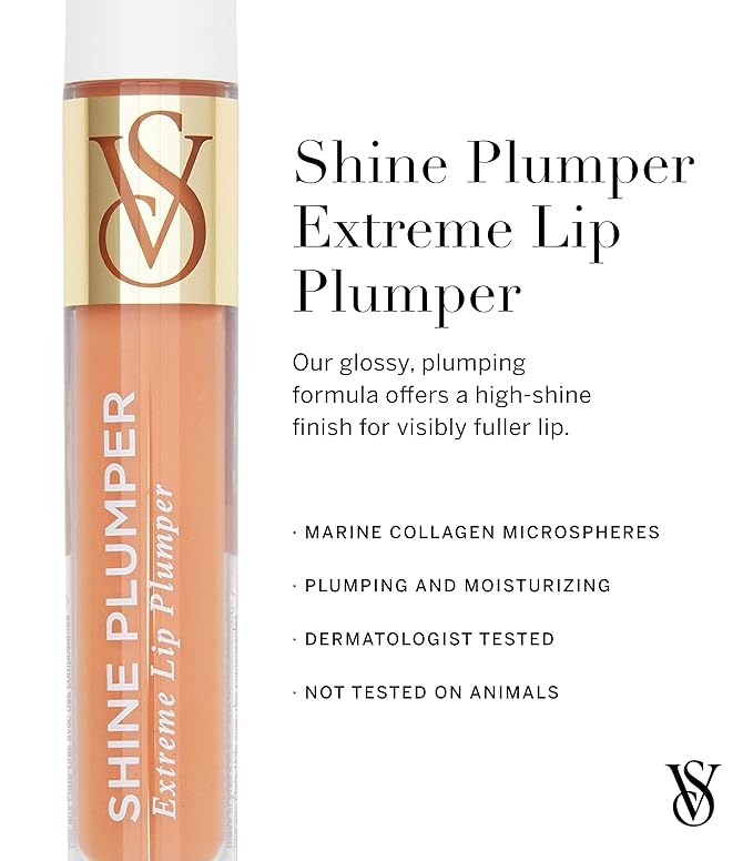 Victoria's Secret Shine Plumper Extreme Lip Plumper in Warm Blush, Plumping Lip Gloss for Women with Marine Collagen Microspheres, Lip Treatment-VivaGrace Women