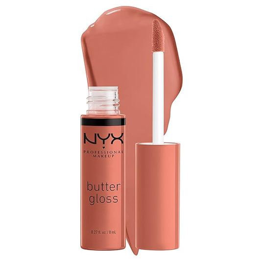 NYX PROFESSIONAL MAKEUP Butter Gloss Brown Sugar, Non-Sticky Lip Gloss - Sugar High (Peachy Light Nude)-VivaGrace Women