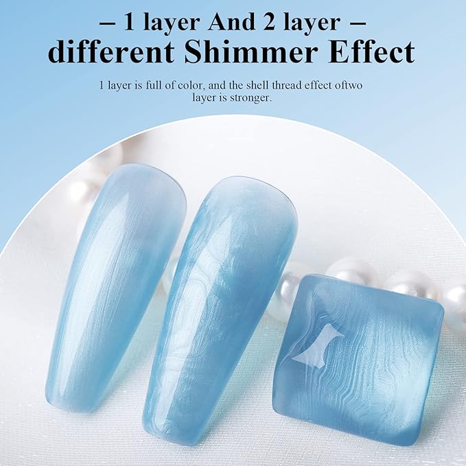 Imtiti Pearl Gel Nail Polish, 1 Pcs 15ml Light Blue Color Soak Off LED Long-Lasting Nail Gel Polish Nail Art Starter Manicure Salon DIY at Home, 0.5 Fluid Ounces