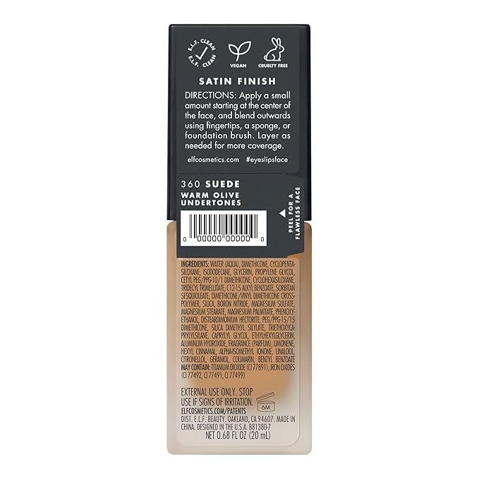 e.l.f. Flawless Finish Foundation, Lightweight & Medium Coverage, Semi-Matte Finish, Suede, 0.68 Fl Oz (20mL)-VivaGrace Women
