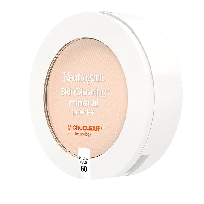 Neutrogena SkinClearing Mineral Acne-Concealing Pressed Powder Compact, Shine-Free & Oil-Absorbing Makeup with Salicylic Acid to Cover, Treat & Prevent Breakouts, Natural Beige 60,.38 oz (Pack of 2)-VivaGrace Women