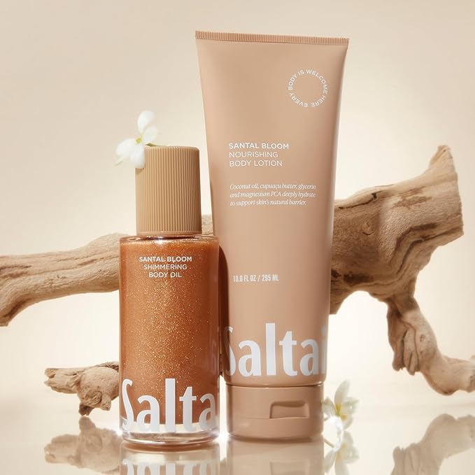 Saltair Shimmering Body Oil - Santal Bloom Scented Dry Oil Moisturizer with Light-Reflecting Pearl Pigments. Moisturizing Glow for All Skin Types - 4 Fl Oz-VivaGrace Women