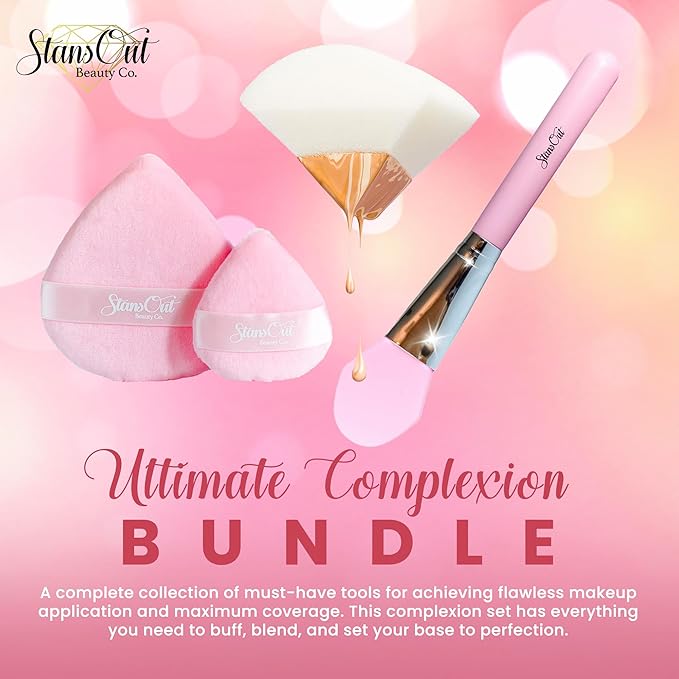 StansOut Ultimate Complexion Bundle: Liquid Foundation Brush, Makeup Brushes for Liquid, Cream, Stick Foundation - Flat, Round, Blender Brushes - 101 Contoured, 108 Straight - Long-Lasting-VivaGrace Women
