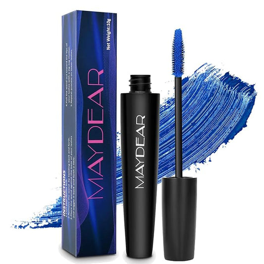 Maydear Blue Waterproof Mascara for Eyelashes - Long Lasting Smudgeproof Color for Women, Fast Dry Lengthening Eye Makeup for Party and Stage Use-VivaGrace Women