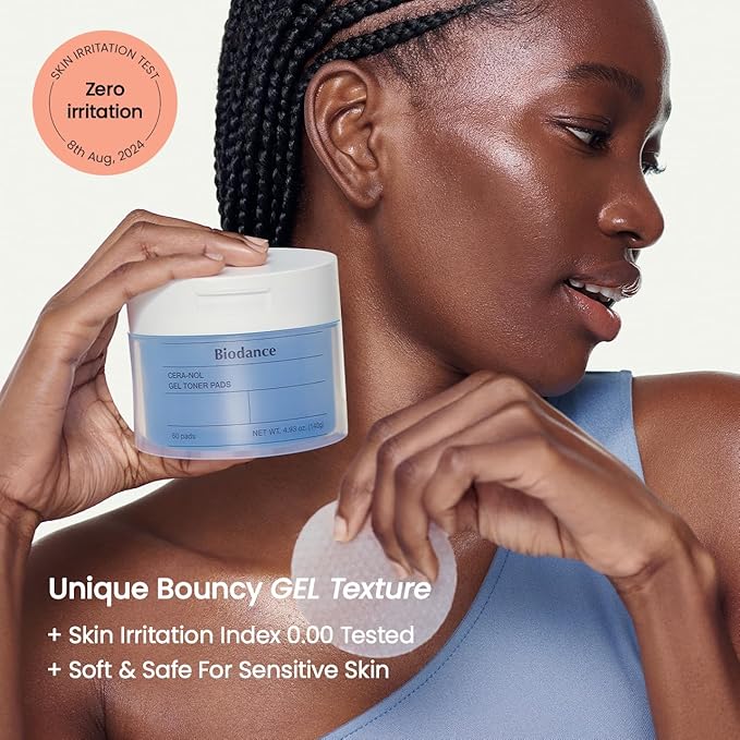 Biodance Cera-NOL Gel Toner Pads, Hydrating & Soothing for Sensitive Skin, Redness Reducing, Gentle Exfoliating Toner Pads, Korean Skincareㅣ4.93 fl.oz.(140g)*60Pads-VivaGrace Women