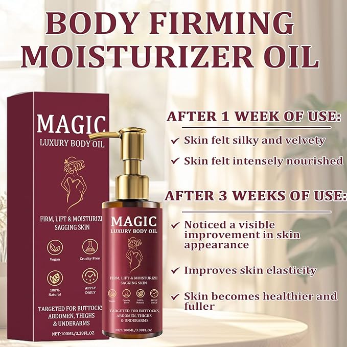 Magic Body Firming Oil, Luxury Body Oil for Crepe Skin, Tightening & Hydrating Body Oil After Shower with Vitamin E and Rosehip, Non-Greasy Body Serum Oil for Thighs, Arms, Chest, 100ML / 3.38 Fl Oz-VivaGrace Women