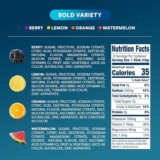 DripDrop Hydration Packets - Bold Variety Pack - Single Serve Electrolytes Powder Drink Mix - Watermelon, Berry, Lemon, Orange - Non-GMO, Gluten Free, Vegan - 16 Sticks-VivaGrace Women