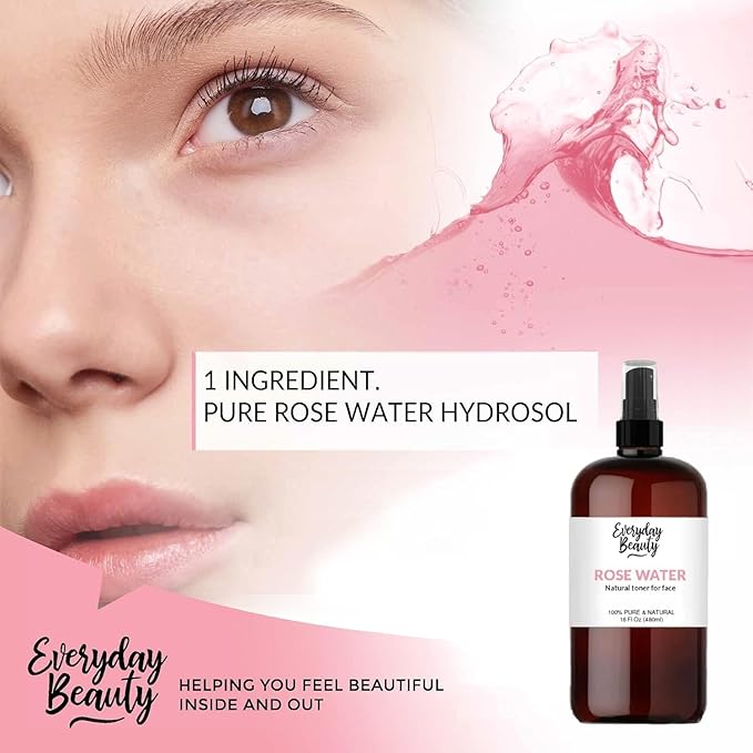 Rose Water Facial Toner - 16oz Bulk Alcohol-Free Vegan All Natural Refreshing for Face and Hair - Uplifts, Calming & Soothing for All Skin Types-VivaGrace Women