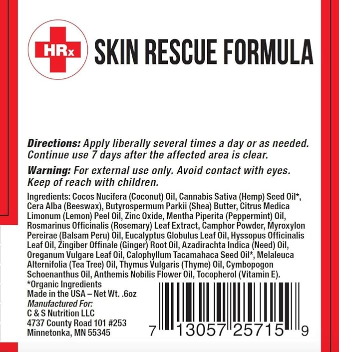 Skin Rescue Formula (Herp Stop Discreet) Defense and Support for Clear Skin 100% Natural! Peppermint Oil, Shea Butter, Zinc, Tea Tree, Coconut Oil .5 oz-VivaGrace Women