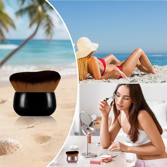 Extra-Large 75mm Body Makeup Brush Vegan Synthetic Bristles for Streak-Free Self Tanner, Bronzer & Foundation, Wet/Dry Use, Oval Face & Back Application–Pink Rose Gold-VivaGrace Women