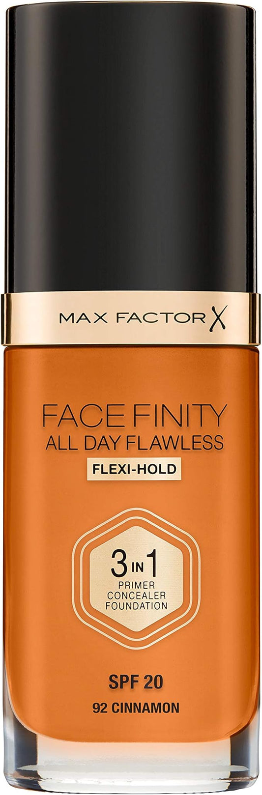 Max Factor Facefinity 3-in-1 All Day Flawless Foundation SPF 20#092 Cinnamon 7.05 Ounce-VivaGrace Women