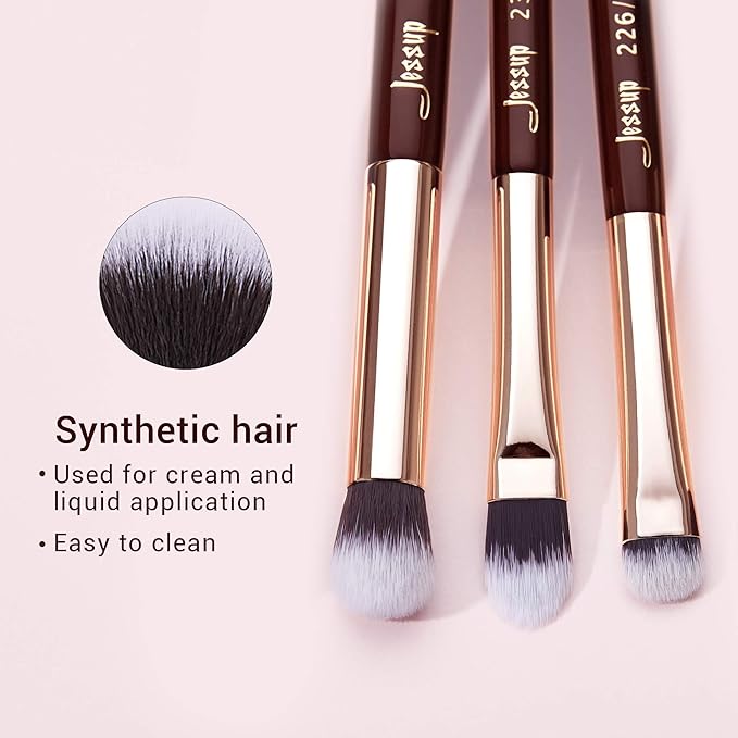 Jessup Professional Eye Makeup Brushes Set Natural-Synthetic 15pcs for Eyeshadow Blending Concealer Eyeliner Eyebrow, Zinfandel T284-VivaGrace Women