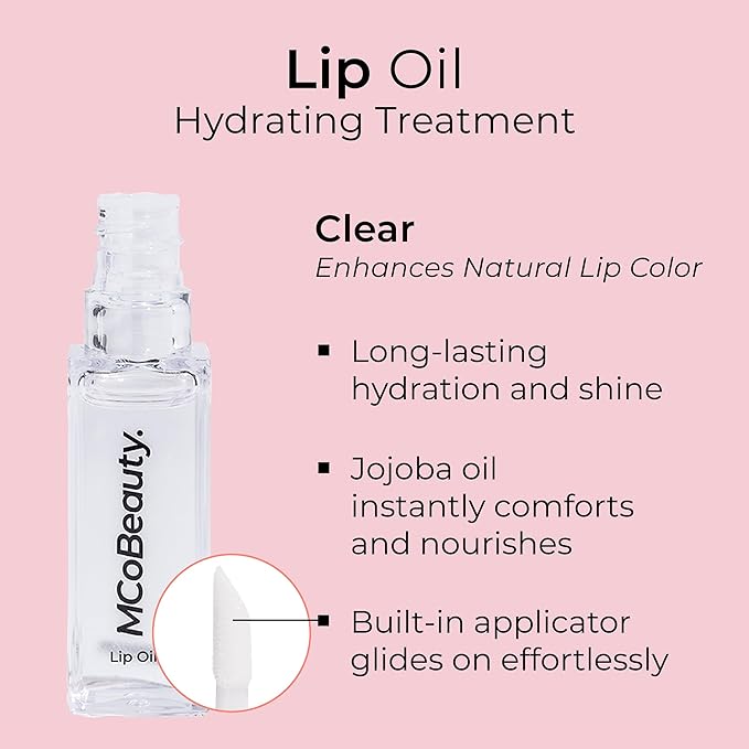 MCoBeauty Lip Oil Hydrating Treatment, Clear, Moisturizing Shine for Naturally Beautiful Lips, Vegan, Cruelty Free Cosmetics-VivaGrace Women