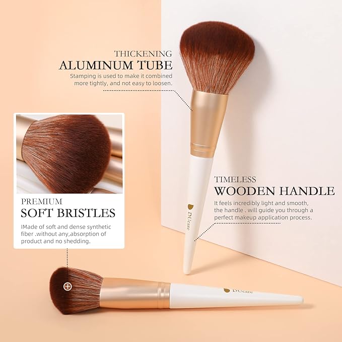 DUcare Makeup Brushes with Bag - 14Pcs Professional Synthetic Make Up Brushes Set for Blush Concealer Foundation Bronzer Powder Eyebrow Contour Eyeshadow Blending Makeup Brush Set Mekaup bag, White-VivaGrace Women
