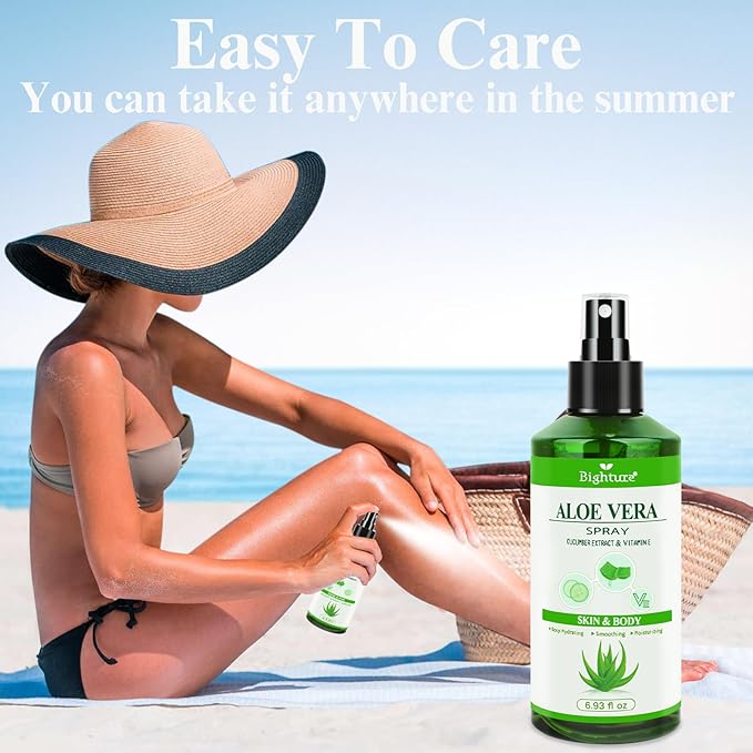 Aloe Vera Spray from Freshly Cut Pure Aloe, Aloe Vera Spray for Skin& Hair, Aloe Vera Spray for Sunburn Relief, 6.93oz, Absorbs Rapidly, Infused wirh Cucumber Essence-VivaGrace Women