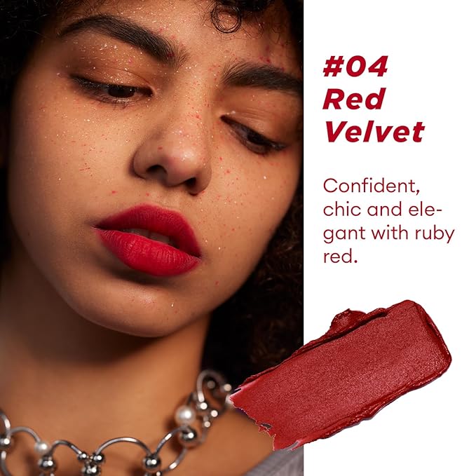 ITY Velvet Matte Finish Lip Stain-Mousse Textured Pudding Pot Lip Clay, Red Shade, Dual-Use as Lipstick and Blush, Conceals Lip Lines, Rich Pigment, 0.21 oz (6g) in Red Velvet-VivaGrace Women
