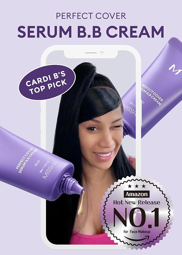 MISSHA M PERFECT COVER SERUM BB CREAM No.23 Natural Beige-Light/Medium with Cool/Neutral Undertone, BB Cream by Cardi B Pick, Skin Tint, Tinted Moisturizer, Skin Care Foundation Makeup, 1.18 Fl oz-VivaGrace Women