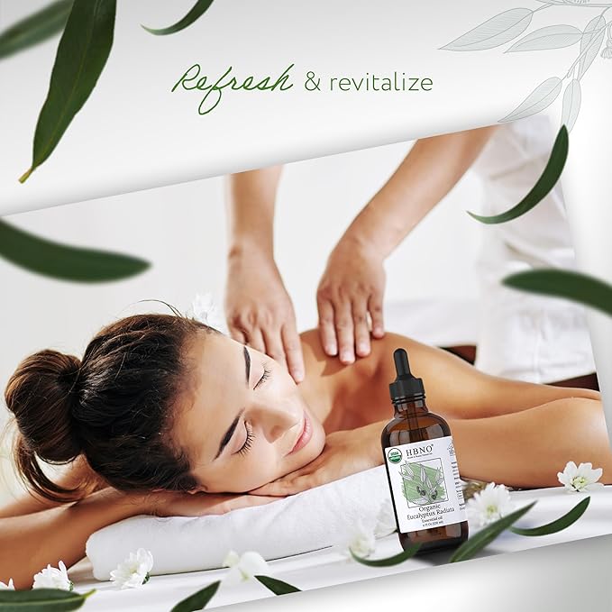 HBNO Organic Eucalyptus Radiata Essential Oil - 4 oz (120ml) - USDA Certified Organic Eucalyptus Radiata Essential Oil, Soap Making, DIY, Fragrances, Diffuser-VivaGrace Women