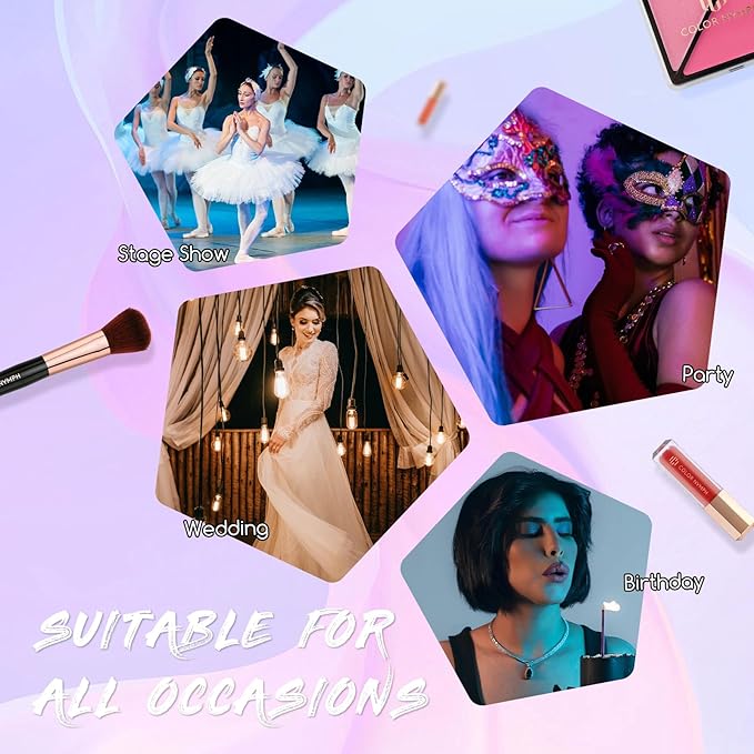 Color Nymph Beginners Makeup Kit With Train Case For Teenagers Girls, Full Starter Cosmetics Set Included 32 Colors Eyeshadow, Glitter Cream, Blush, Highlighter, Lip Gloss and Brush (White)-VivaGrace Women