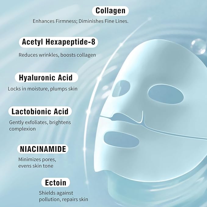 ISTON Overnight Collagen Face Mask - Intense Hydration & Anti-Aging - With 5 Hyaluronic Acids, Peptides & Plant Extracts - Reduce Fine Lines, Plump Skin, Minimize Pores -4Pack-VivaGrace Women