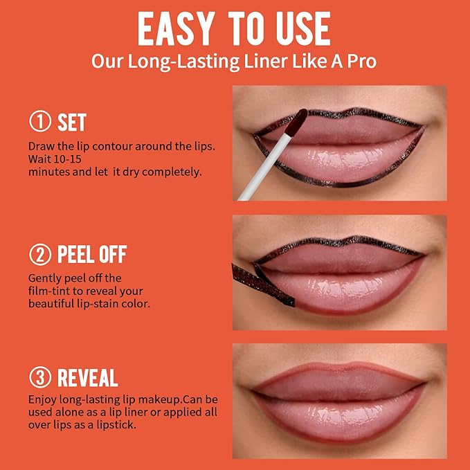 2pcs Lip Stain Peel Off - Lip Liner Stain Long Lasting Waterproof,2-in-1 Lip Liner with Tweezer Nude Matte,Non-Stick Cup,Highly Pigmented,Natural Finish,Stay On All Day,Perfect for Gift (Cocoa+Coffee)-VivaGrace Women