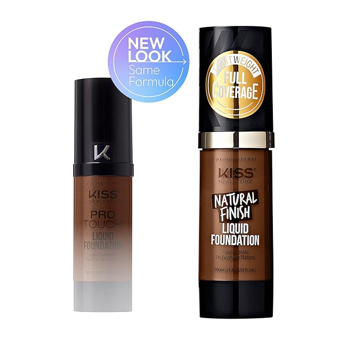 Kiss New York Professional Liquid Foundation - Lightweight and Hydrating Formula, Natural Finish, Control Shine, Cover Pores, Medium to Full Coverage, Green Tea Extract (Cognac)-VivaGrace Women