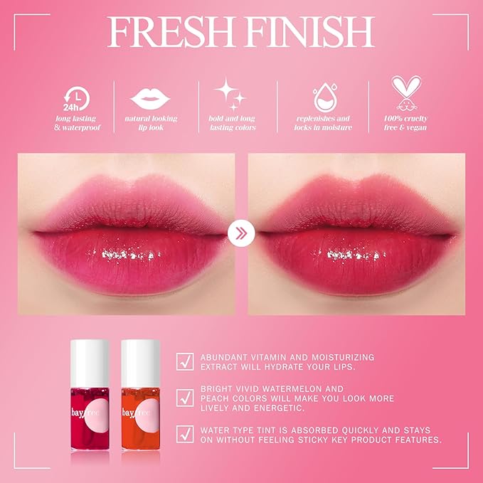 Lip Tint Stain Set, Korean Water Tint Lightweight Non-sticky, Waterproof Long Lasting Liquid Blush & Lip Stain, Transfer-Proof, Matte Finish Lip Color Makeup (juicy)-VivaGrace Women