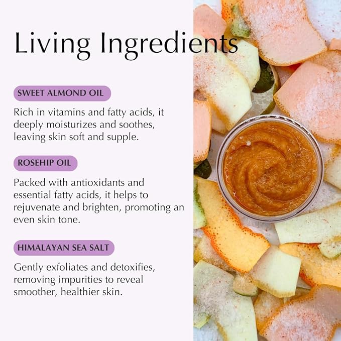Sweet Almond Rosehip Brine Polish | Exfoliating Blend with Himalayan & Dead Sea Salt, Maple Sugar | Enriched with Magnesium, Omega 3's & Vitamin E | Revitalize Skin, Reduce Inflammation-VivaGrace Women