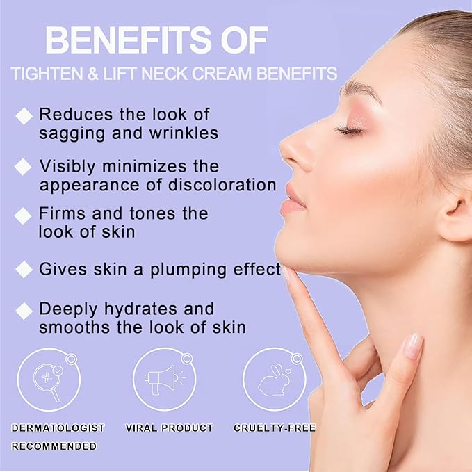 Neck Firming Cream, Neck Tightening Cream, Tighten and Lift Neck Cream, Neck Creams for Tightening and Firming Sagging Skin, Help Reduce Fine Lines & Wrinkles-VivaGrace Women