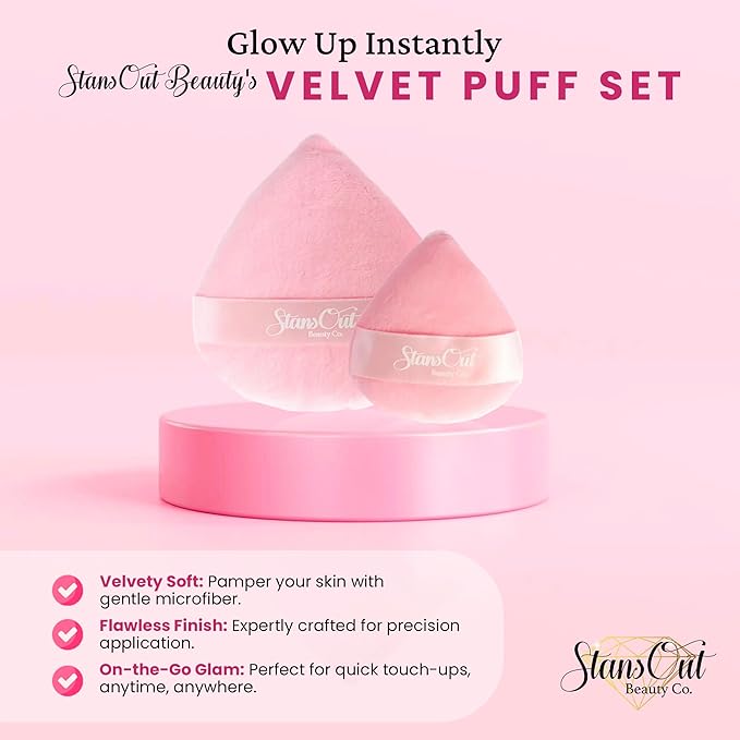 StansOut Beauty Velvet Makeup Puff Set (2-Pack) - Luxuriously Soft Powder Puffs for Seamless Face Makeup Application - Premium Quality - Perfect for Flawless On-the-Go Touch-Ups-VivaGrace Women