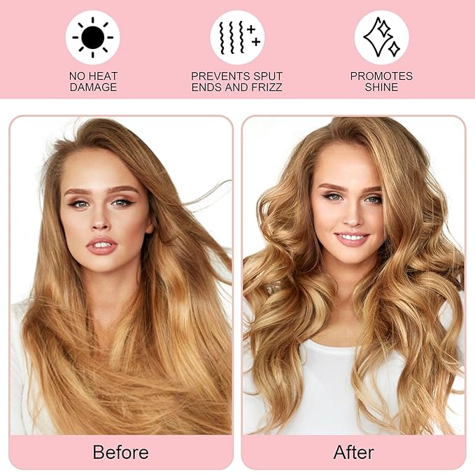 Heatless Curling Rod Headband, Upgraded 60" Extra Long Soft Hair Curlers to Sleep In, No Heat Curls for Girls Long Hair Medium Hair (Black)