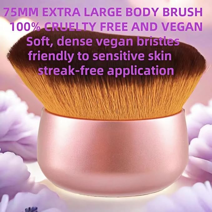 Blend & Blur 75mm Body Kabuki Brush - For Self Tanner, Body Bronzer & Foundation | Face/Back Multitool | Wet/Dry Use (Rose Gold)-VivaGrace Women