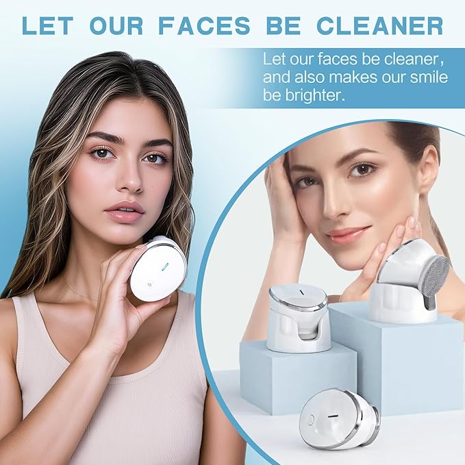 Facial Cleansing Brush, 2 in 1 Vibration & Heating Face Scrubber for Cleansing & Exfoliating Waterproof, Suitable for Sensitive & Acne-Prone Skin, 5 Speed for Deep Facial Cleansing-VivaGrace Women