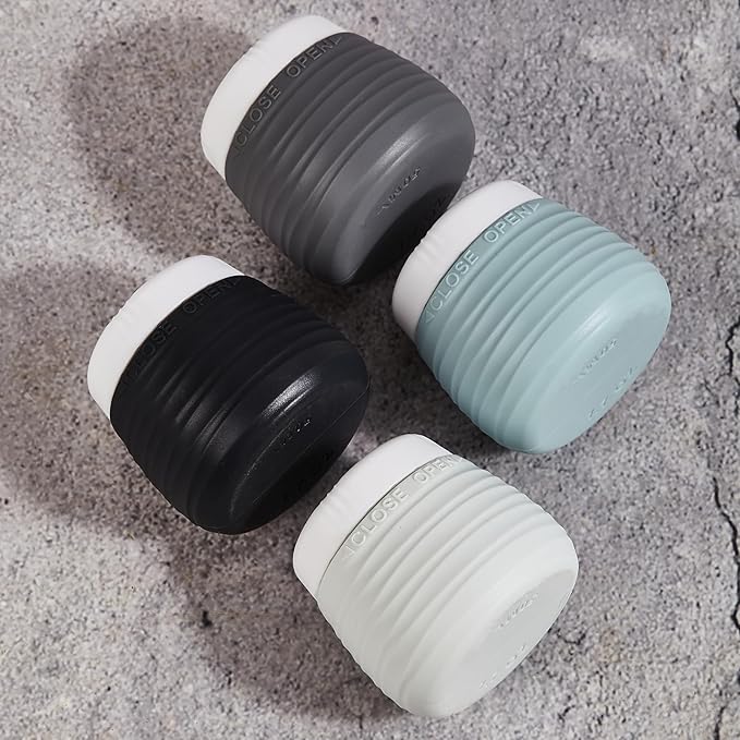 Travel Containers for Toiletries, 1.7oz Travel Size Premium Silicone Cosmetic Cream Jars, TSA Approved Leak-Proof Refillable Accessories W/Toiletry Bag for Cosmetic Face Body Cream(Gray)-VivaGrace Women