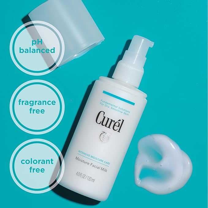 Curel Japanese Skin Care Moisture Facial Milk Moisturizer, Daily Face Lotion for Dry Sensitive Skin, pH Balanced, Unscented Advanced Ceramide Care Face Cream without Drying Alcohols, 4 oz-VivaGrace Women