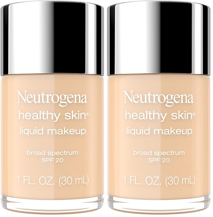 Neutrogena Healthy Skin Liquid Makeup Foundation, Broad Spectrum SPF 20 Sunscreen, Lightweight & Flawless Coverage Foundation with Antioxidant Vitamin E & Feverfew, Natural Beige, 1 fl. oz (Pack of 2)-VivaGrace Women