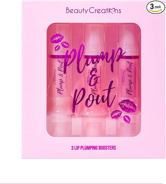 Beauty Creations Plump and Pout Lip Plumper 3-Pack: Enhance Your Lips with Pink Lemonade, Legally Hot and Mystery Lip Plumper Syringe Lipgloss Booster-VivaGrace Women