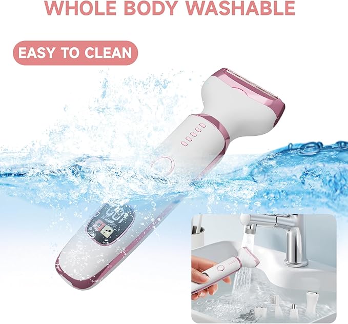 Electric Razor Shavers for Women 5 in 1 Electric Shaver for Women,Cordless Replaceable Facial Eyebrow Razors & Nose Hair Trimmer, Wet Dry Bikini Trimmer Pubic Hair Removal Gifts for Womens 3028A White-VivaGrace Women
