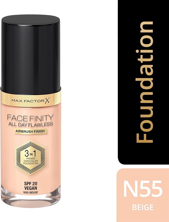 Max Factor Facefinity All Day Flawless 3 In 1 Foundation SPF 20, No. 55 Beige-VivaGrace Women