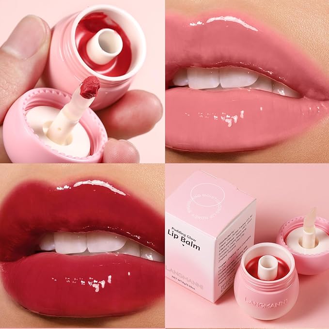 Glow Lip Balm,Moisturizing Lip Balm For Dry,Chapped Lips, Hydrating Lip Balm Repair Lip Sleeping Mask,Nourish & Hydrate Shine Glossy Lip Gloss,Not Sticky Tinted Lip Balm Lip Care (5# Wine Red)-VivaGrace Women
