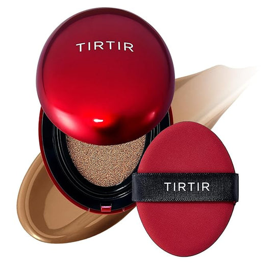 TIRTIR Mask Fit Red Cushion Foundation | Full coverage, Weightless, Skin fit, Satin Glow Finish, Korean Makeup BB Foundation, beauty, Tattoo cover up, Buildable (#43N Deep Cocoa, 0.63 Fl Oz)-VivaGrace Women