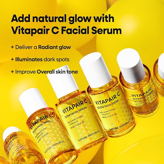 Nature Republic Vitapair C Glow Facial Serum - Vitamin Skin Care, Korean Face Products for Hydrating Beauty, Women Moisturizer, Dry Serums, Sensitive Oily Skincare, Night Moisturizers 45ml /1.52 fl oz
