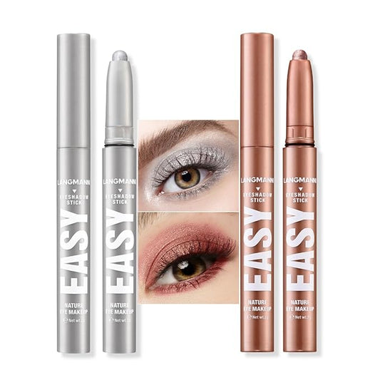 Jolilab Eyeshadow Stick Set, 2 Colors Matte Professional Bright-Colored Contouring and Highlight Eyeshadow Stick, Cream Waterproof Long Lasting High Pigmented Eye Shadow. (2, 07+12)-VivaGrace Women