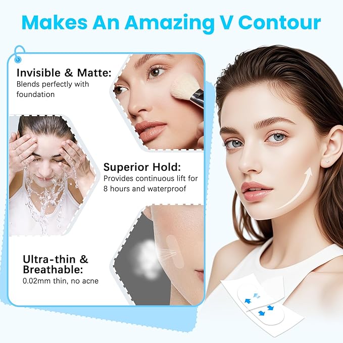 Face Lift Tape, Facelift Tape for Face Invisible, Neck Tape Lift Turkey Neck Skin Tape Facial Tapes for Lifting Loose Sagging Skin, Wrinkles, Jowls, Eyes, Cheek, Double Chin (1 Count (Pack of 280))-VivaGrace Women