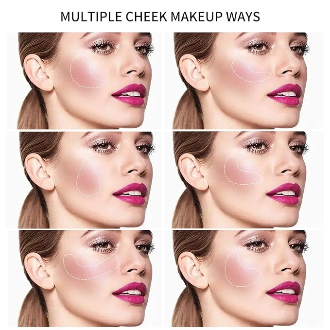 Boobeen Powder Blush Matte Blush, Highly Pigmented Beauty Cream Blush Palette for Create A Natural Cheek Flushed Look, Rich Colors-VivaGrace Women