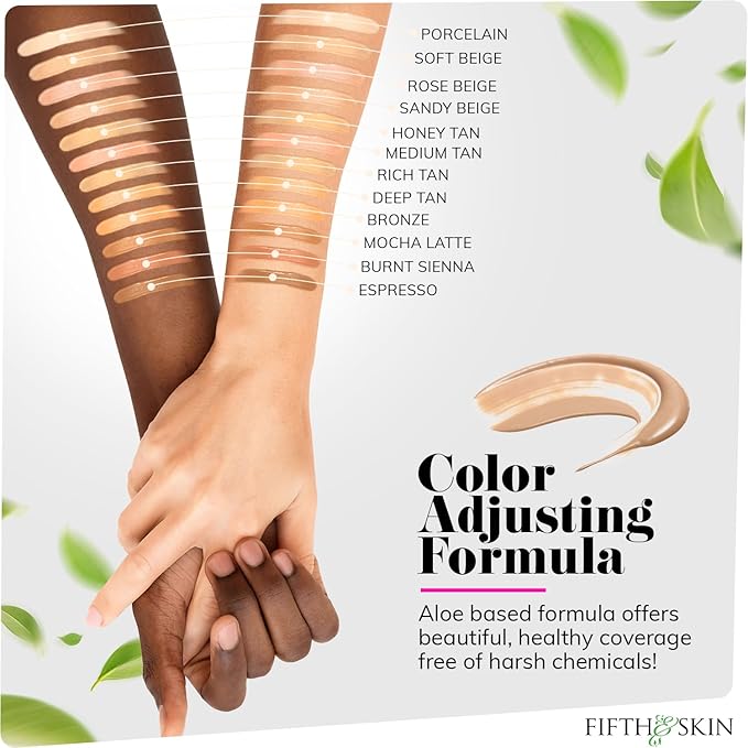 Fifth & Skin: Better’n Ur Skin Liquid Foundation (ESPRESSO - Natural, Organic, Vegan, Cruelty-Free - Gluten-Free Beauty with Buildable Coverage and Palm-Free Luxury - 1 oz-VivaGrace Women