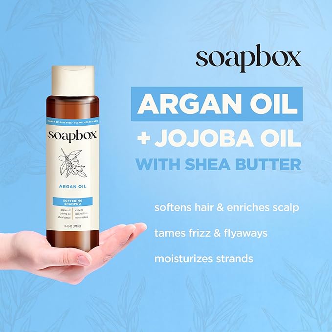 Soapbox Argan Shampoo & Conditioner Set, Volumizing, Vegan, Color Safe, Harsh Sulfate & Silicone Free, 16oz each (Pack of 2)-VivaGrace Women