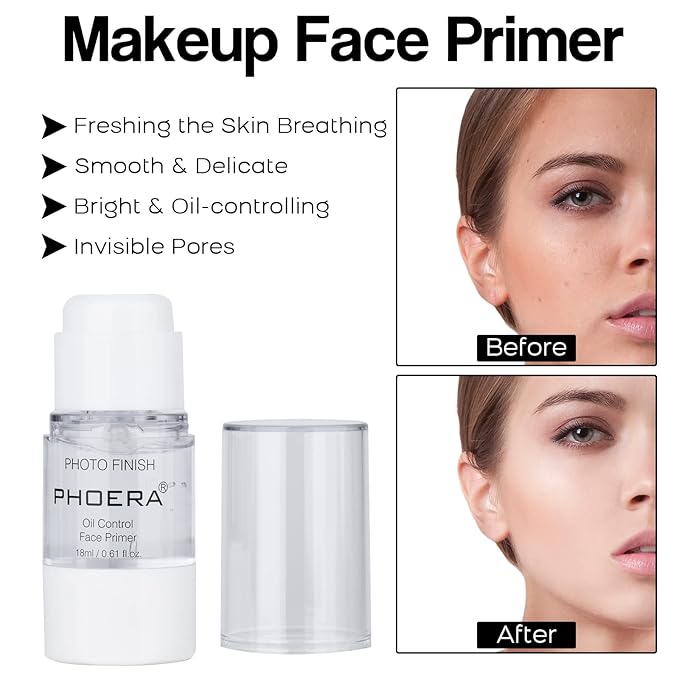 Foundation Makeup Sets Full Kit for Women Pack 8 Included Phoera Foundation,Flat Top Kabuki Brush Kit,Primer,Powder Foundation,Makeup Sponges (103 Warm Peach + 104 Buff Beige)-VivaGrace Women