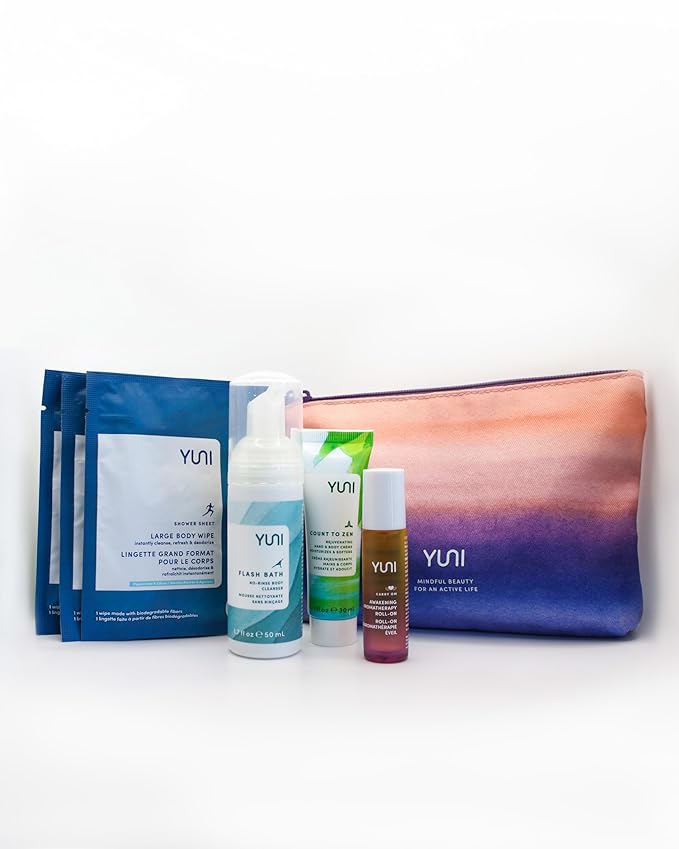 YUNI Beauty Natural Travel Essentials Kit (7pc kit) Beauty On the Run Travel Size Body Care Kit - Cleanse, Refresh, Hydrate - Save Time - All Natural, Paraben-Free, Cruelty-Free-VivaGrace Women